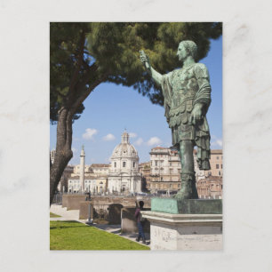 Postal Roma, el Foro, estatua de César