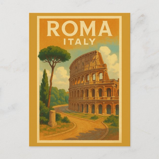 Postal Roma icónica: Viajes de cosecha de colosseo (Anverso)