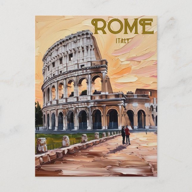Postal Roma Imprimible Italia Colosseum Viaje Art Vintage (Anverso)