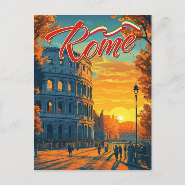 Postal Roma, Italia: Aventura en el Coliseo (Anverso)