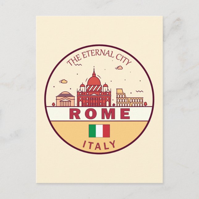 Postal Roma Italia City Skyline Emblem (Anverso)