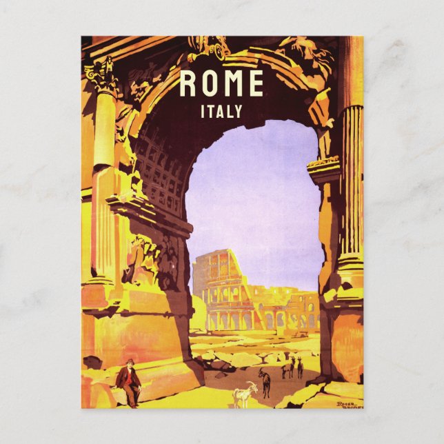 Postal Roma Italia Coliseo Europa Viajes de época (Anverso)