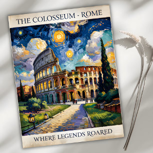 Postal Roma Italia Colosseum Travel Van Gogh Starry Night