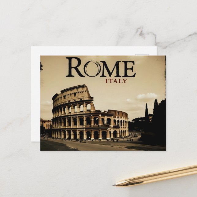 Postal Roma Italia Colosseum Viaje Arte Vintage (Anverso/Reverso In Situ)