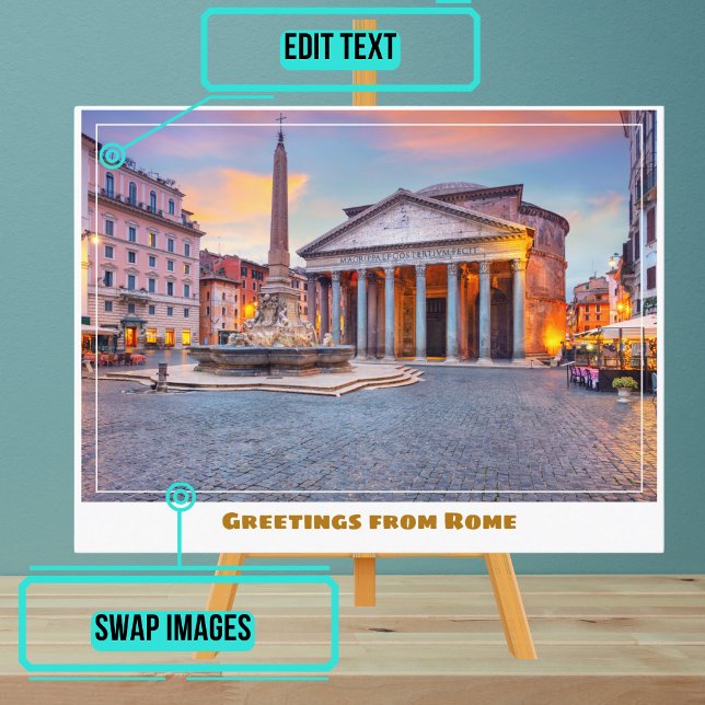 Postal Roma Italia con el Panteón (Instead of buying postcards, use this template to customize text & share your own photo.)