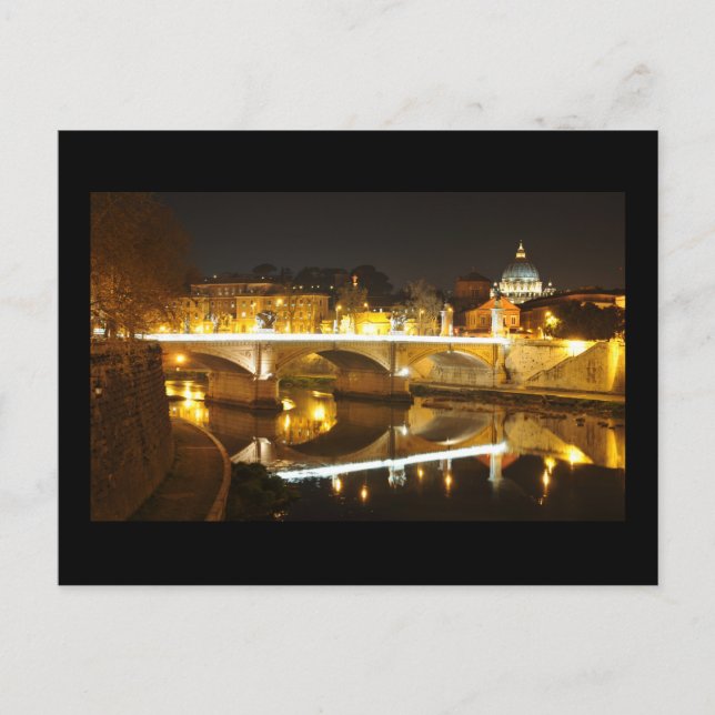 Postal Roma, Italia de noche (Anverso)