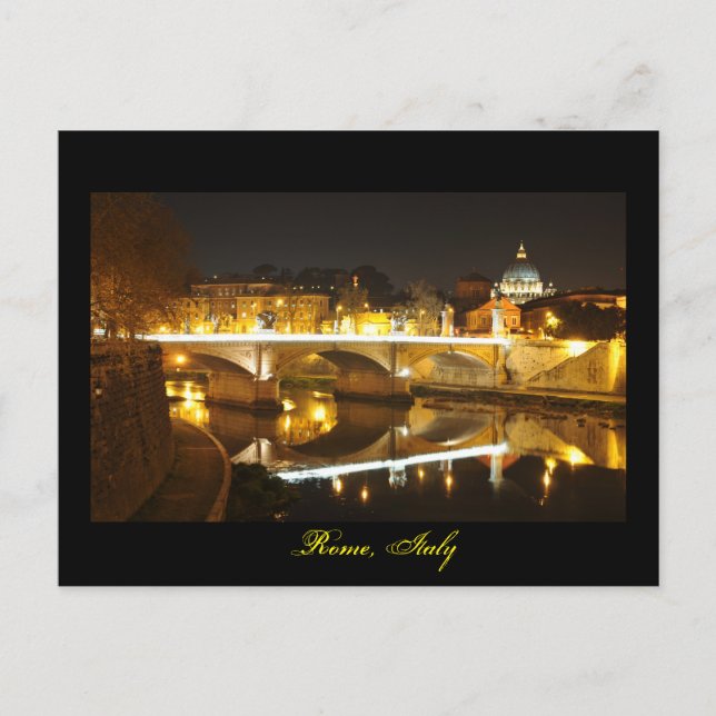 Postal Roma, Italia de noche (Anverso)