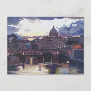 Postal Roma Italia Espectacular atardecer sobre el Vatica