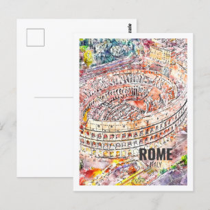 Postal Roma Italia: Famoso esbozo de acuarela de viaje