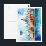 Postal Roma Italia Famoso lugar de viaje acuarela<br><div class="desc">Roma Italia Famoso lugar de viaje acuarela</div>