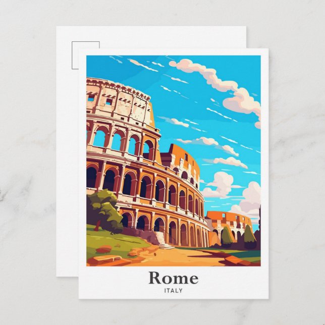 Postal Roma Italia Ilustracion de Viajes de Arte (Anverso / Reverso)