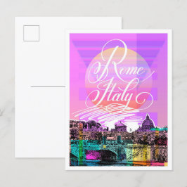 Postal Roma Italia Ilustracion de viajes de arte