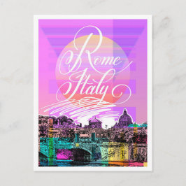 Postal Roma Italia Ilustracion de viajes de arte