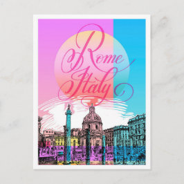 Postal Roma Italia Ilustracion de viajes de arte