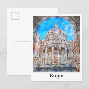 Postal Roma Italia: Mano de color de agua para viajes dib