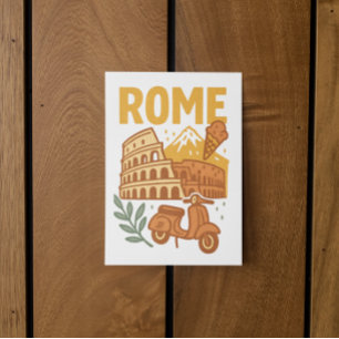 Postal Roma Italia Minimalista Coliseo Dibujado a Mano