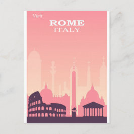 Postal Roma Italia Poster de Viajes de Vintage Rosa