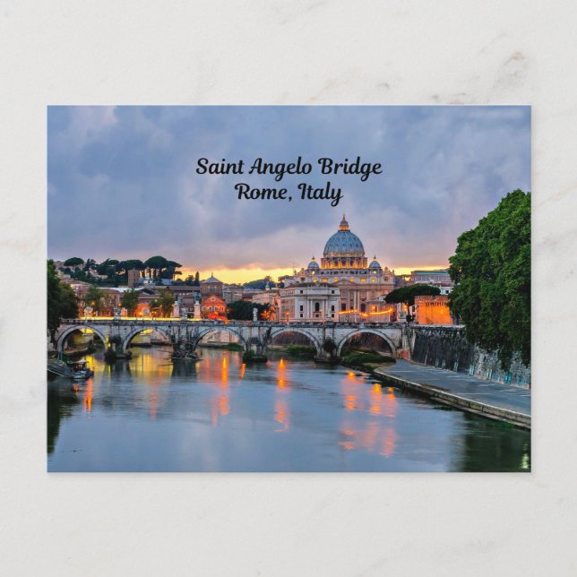 Postal Roma, Italia - Puente de Saint Angelo, (Anverso)