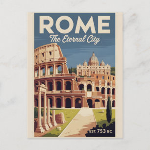Postal Roma Italia Retro Silueta Urbana Viaje