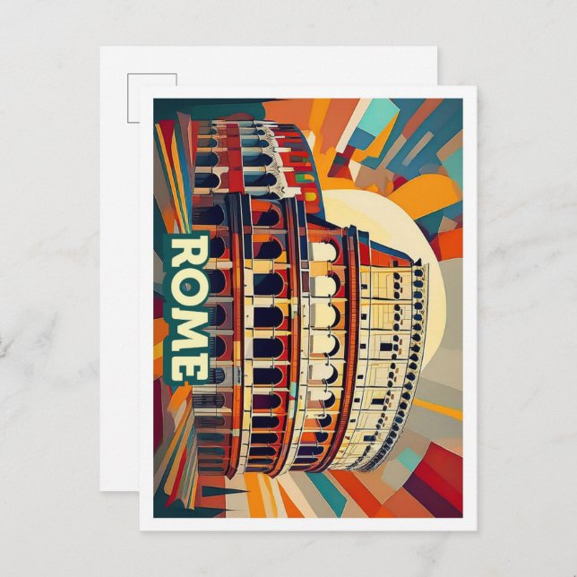 Postal Roma Italia Viaje artístico colorido (Anverso / Reverso)