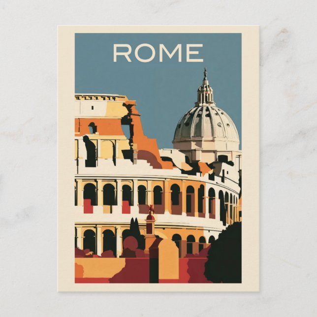 Postal Roma Italia Viaje del Coliseo Vintage Vaticano (Anverso)