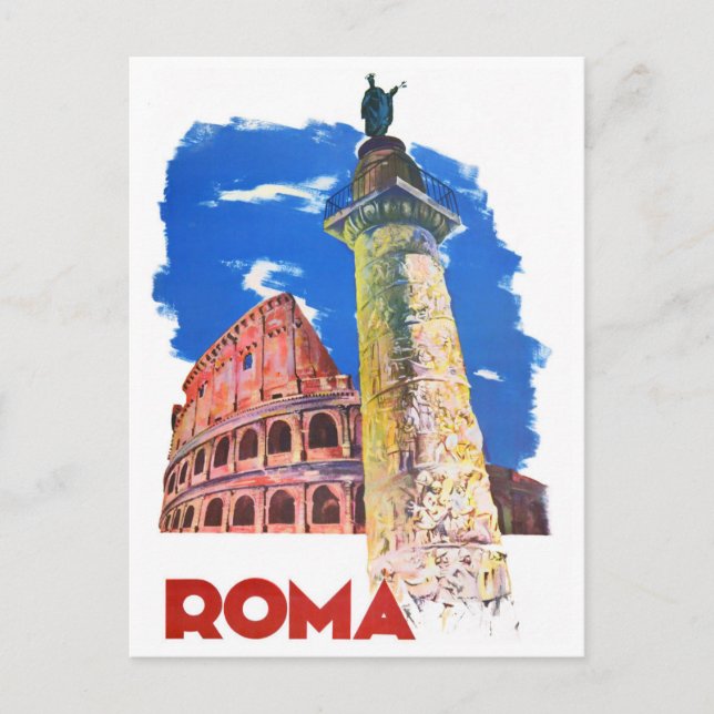 Postal Roma Italia Viaje vintage (Anverso)