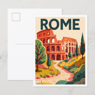 Postal Roma Italia Viajes de Ilustracion de arte