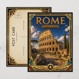 Postal Roma Italia Vintage Coliseo Arte Deco Edad Dorada