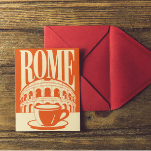 Postal Roma minimalista Italia Coliseo Arte de viaje