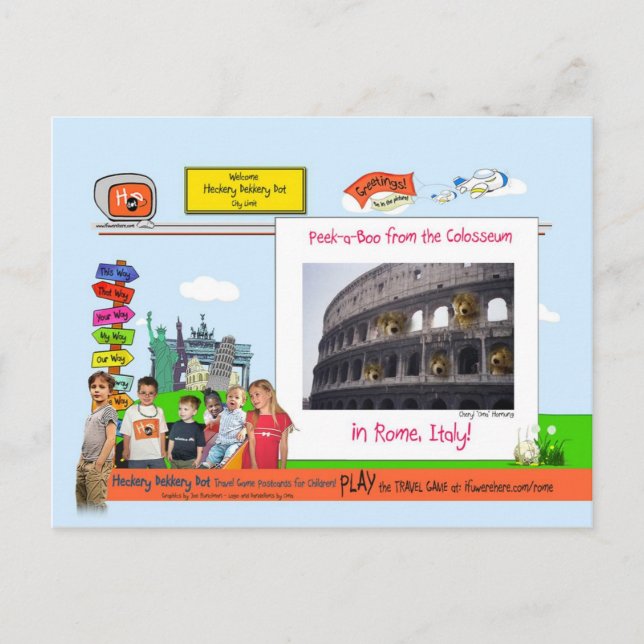 Postal ¡Roma! ¡Peek-a-Boo del Coliseo! (Anverso)