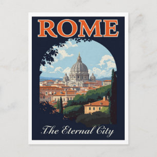 Postal Roma Retro Basílica de San Pedro Ciudad Eterna