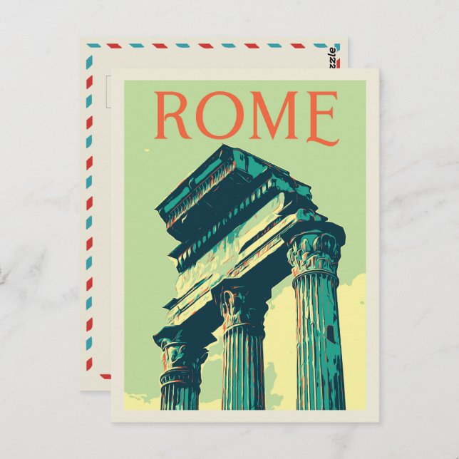 Postal Roma, ruinas romanas ilustracion Italia Postcard (Anverso / Reverso)