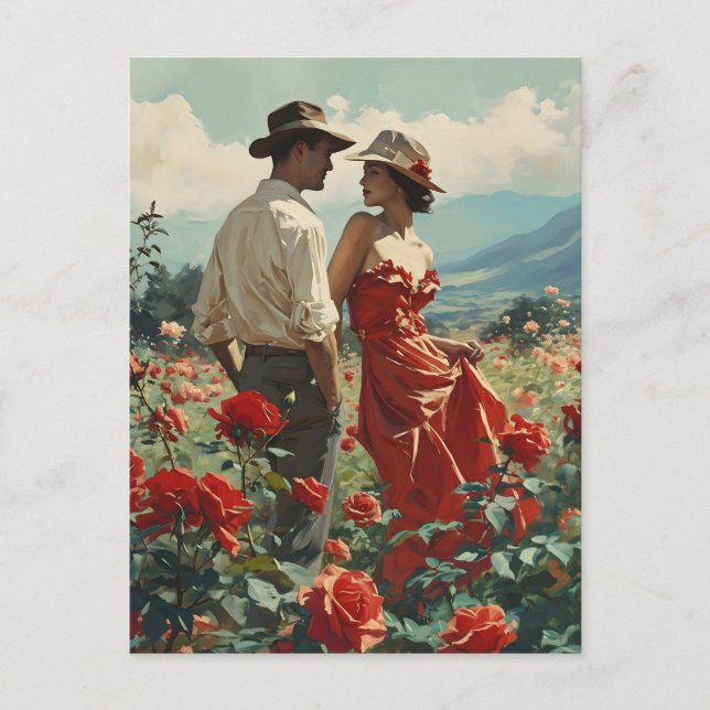 Postal Romance de Rosas de época (Anverso)