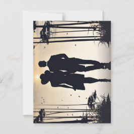 Postal Romance Golden Hour Silhouette Pareja Sunset Walk
