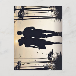 Postal Romance Golden Hour Silhouette Pareja Sunset Walk