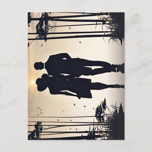 Postal Romance Golden Hour Silhouette Pareja Sunset Walk (Anverso)