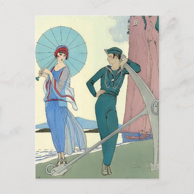 Postal Romance sin palabras de George Barbier (Anverso)