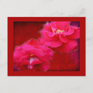 Postal Romance y rosas rojas