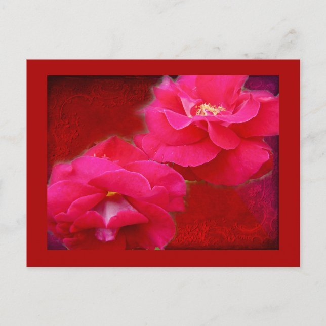 Postal Romance y rosas rojas (Anverso)