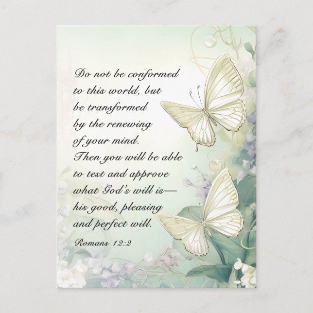 Postal Romanos 12:2 No se ajustan a esta Biblia Mundial (Anverso)