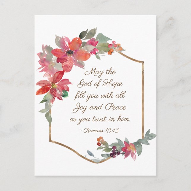 Postal Romanos 15:13 Dios de esperanza, Navidades (Anverso)