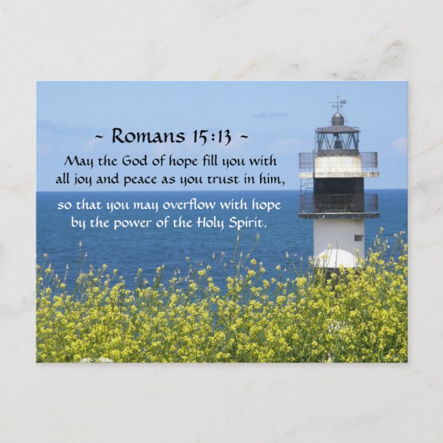 Postal Romanos 15:13 Que el Dios de la Esperanza, el Faro (Anverso)