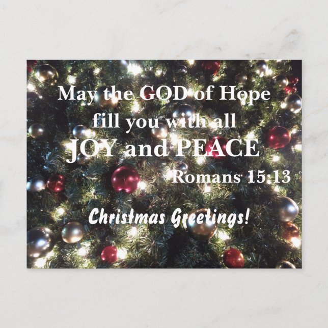 Postal Romanos 15:13 Que el Dios de la esperanza te llene (Anverso)