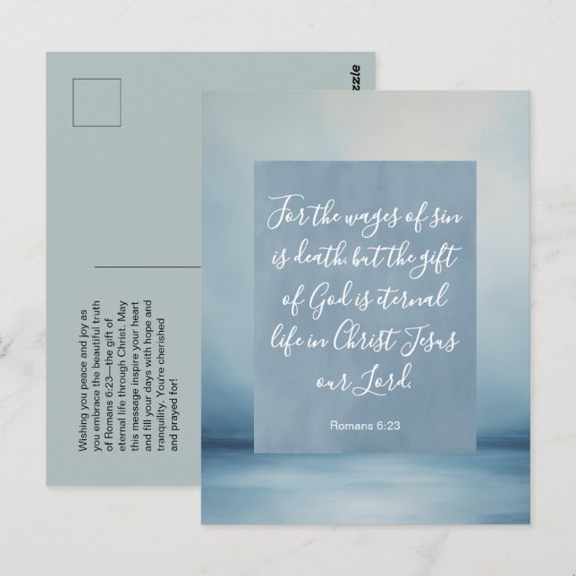 Postal Romanos 6:23 Versículo Bíblico Personalizable (Anverso / Reverso)