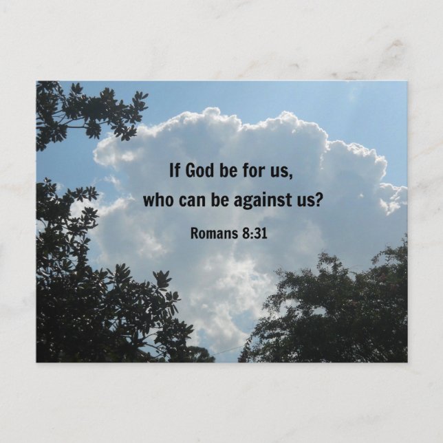 Postal Romanos 8:31 Si Dios es por nosotros... (Anverso)