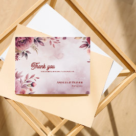 Postal Romantic Blush Pink Floral Wedding Thank You