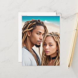 Postal Romantic Couple Beach Digital Art Poster