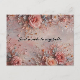 Postal Romantic Hearts and Flowers