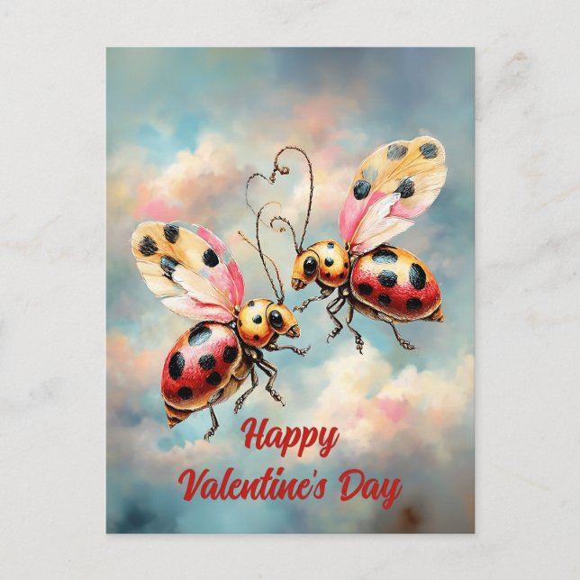 Postal Romantic Ladybugs in Flight (Anverso)