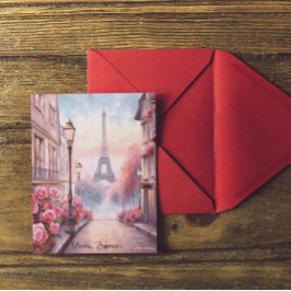 Postal Romantic Paris France – Eiffel Tower Floral